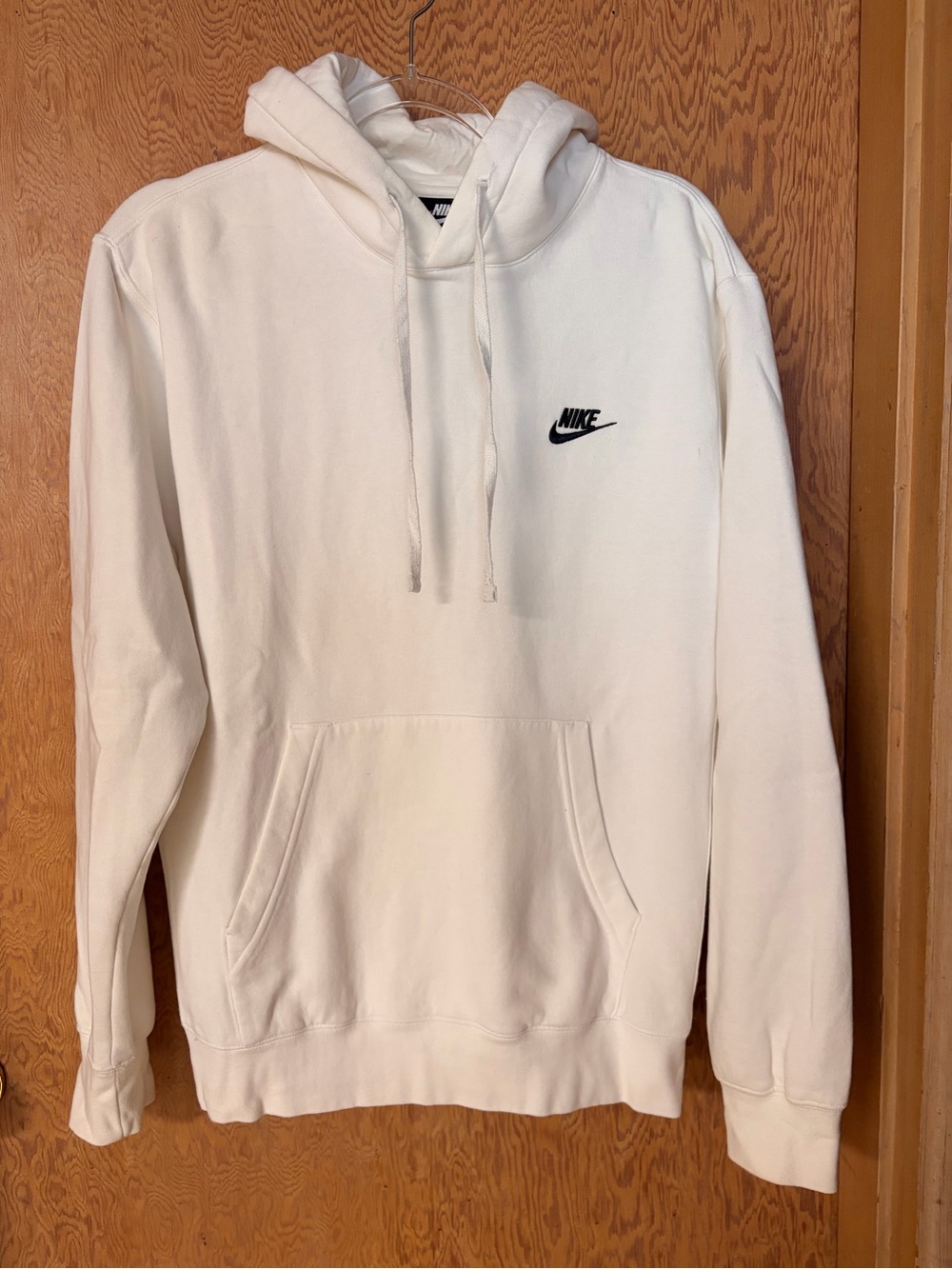 Nike White Pullover Hoodie with Black Swoosh